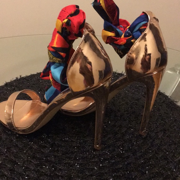 Rose Gold Open Toe Heels - Picture 3 of 3